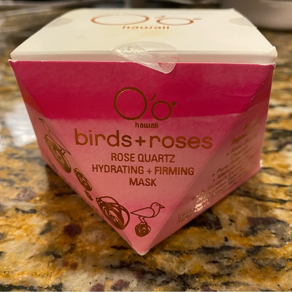 O'o Hawaii Birds + Roses Rose Quartz Hydrating + Firming Mask NWT